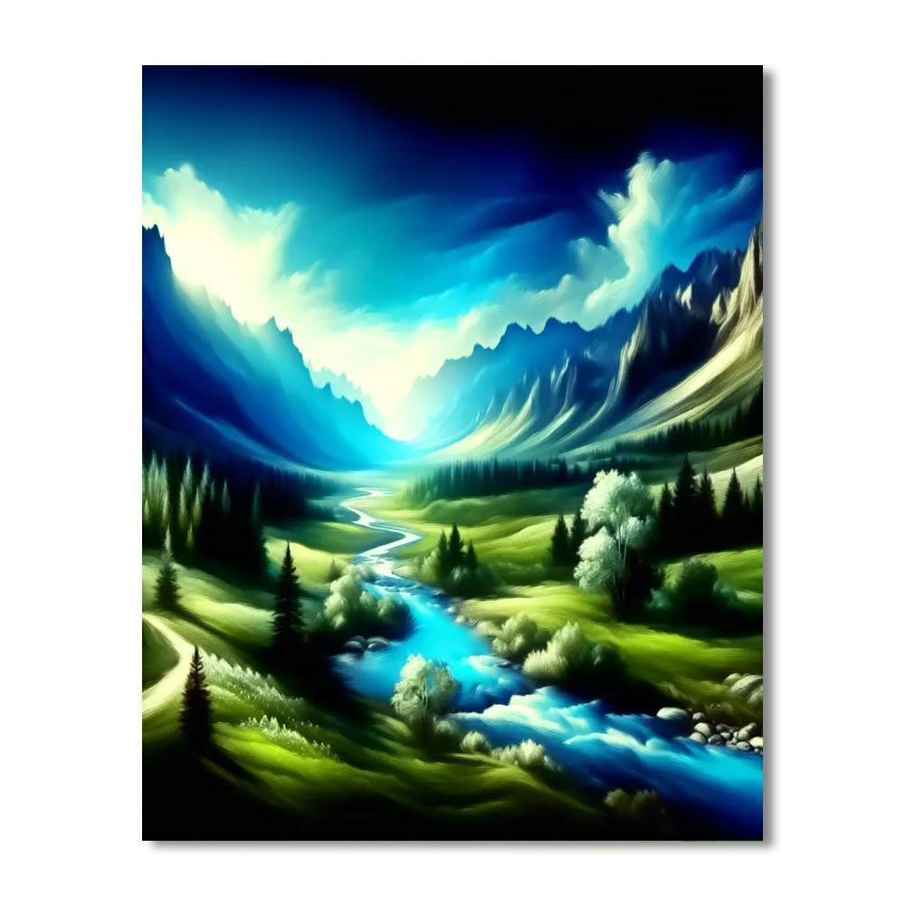 Enchanting Mountain Valley Numbered Painting Kits