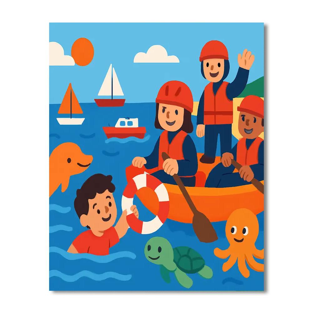 Seaside Rescue Mission DIY Paint By Numbers