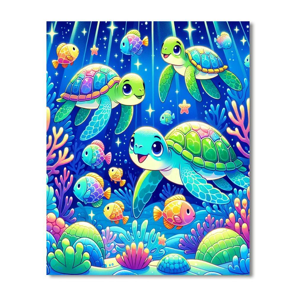 Giggling Sea Turtles Paint By Numbers Kits