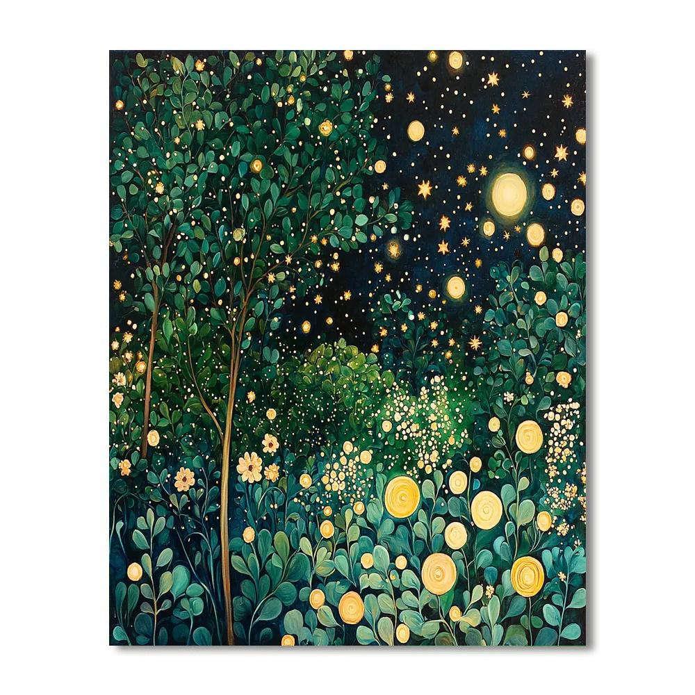 Gustav Klimt Inspired Starlit Garden Retreat  Number Painting