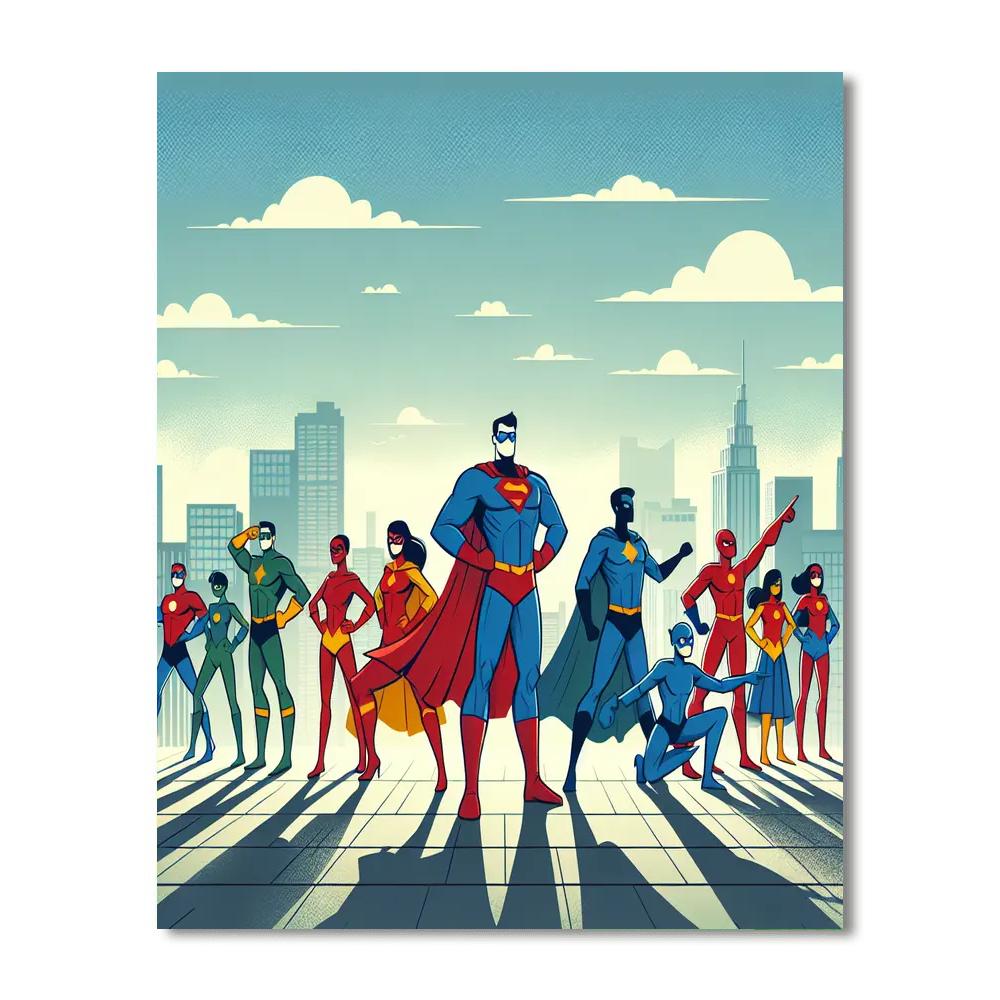 Superhero Teamwork Paint By Numbers Art