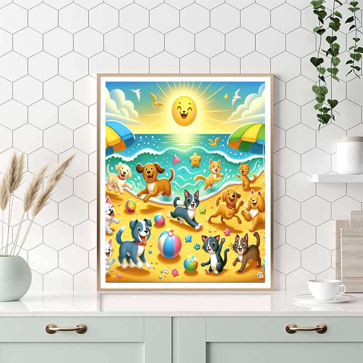 Cuddly Creatures At The Beach Paint By Numbers