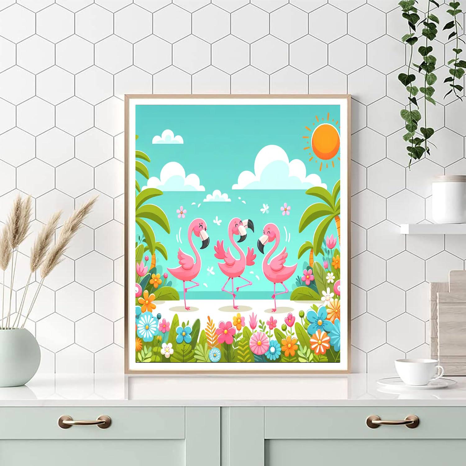 Frolicking Flamingo Fiesta Numbered Painting Kits