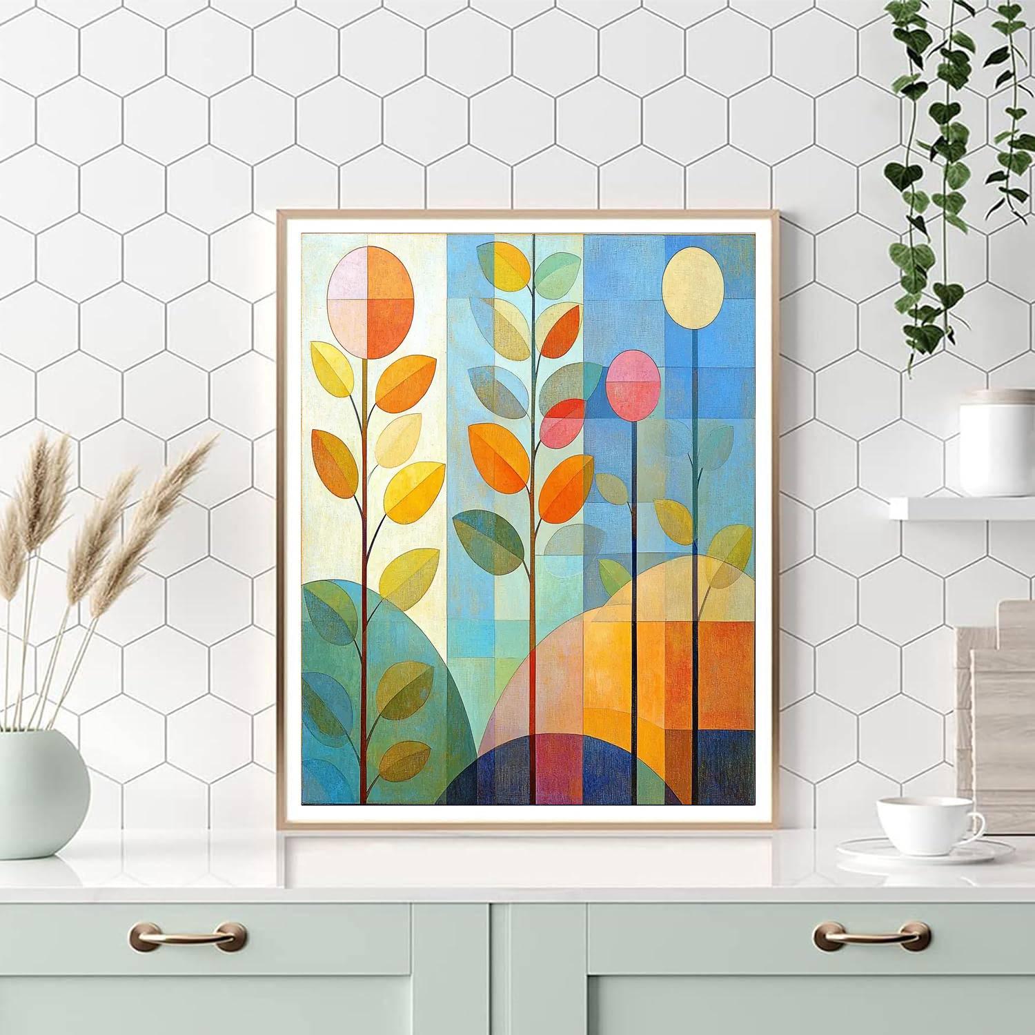 Paul Klee Inspired Whimsical Equilibrium  Number Painting