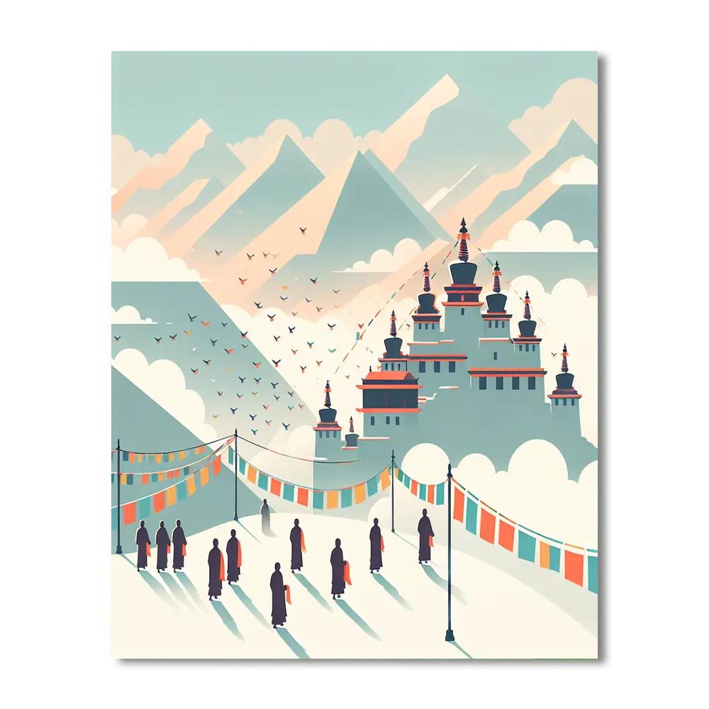 Mystic Mountain Monastery Number Painting