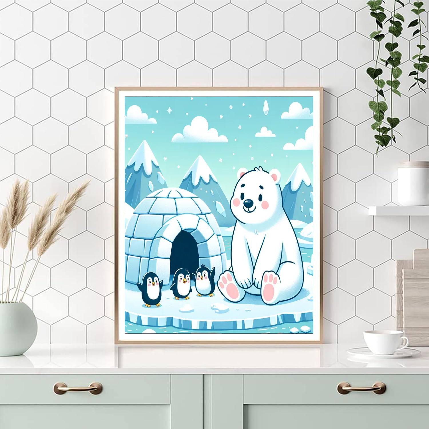 Polar Bear Igloo Retreat DIY Paint By Numbers
