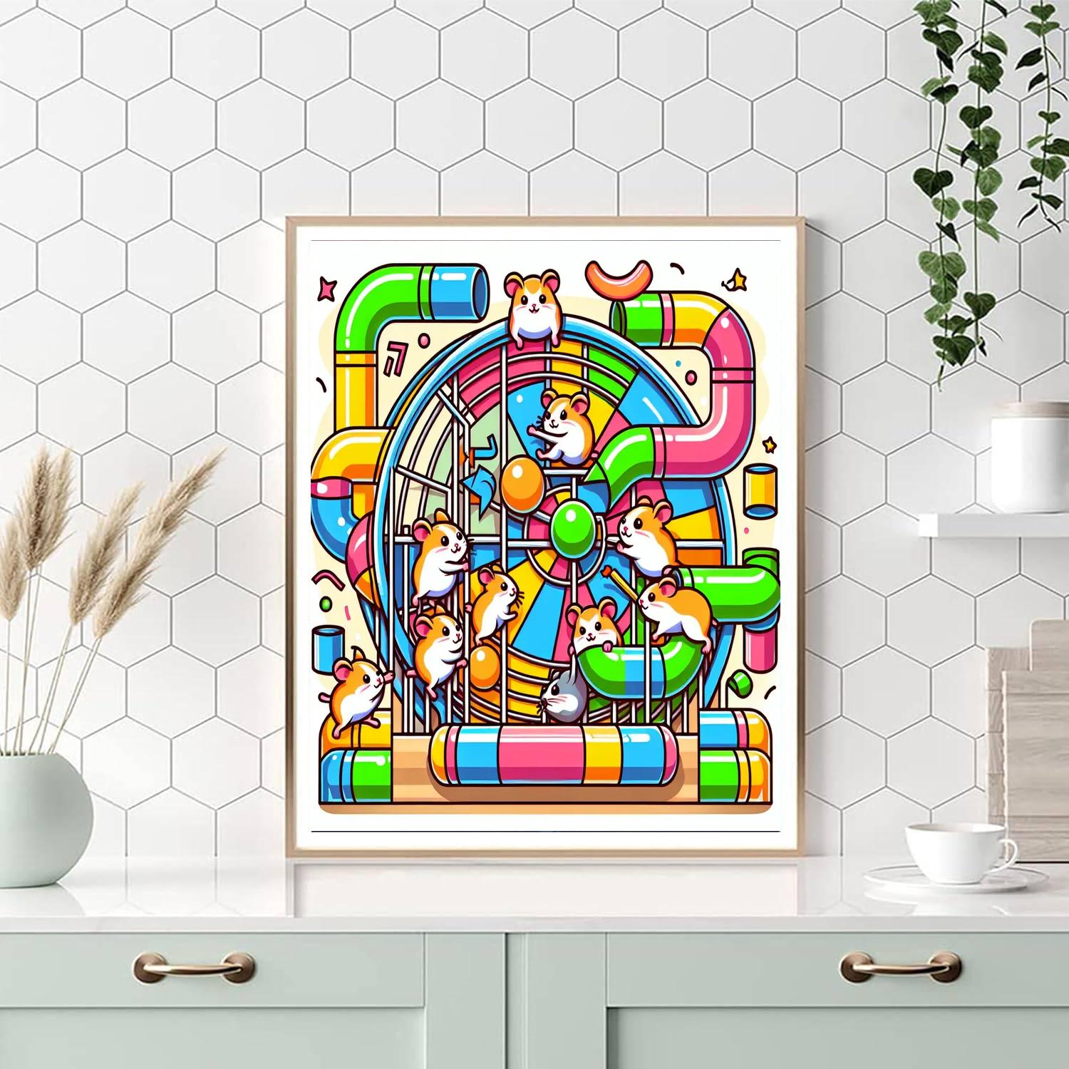 Hopping Hamster Haven Painting Number Kit