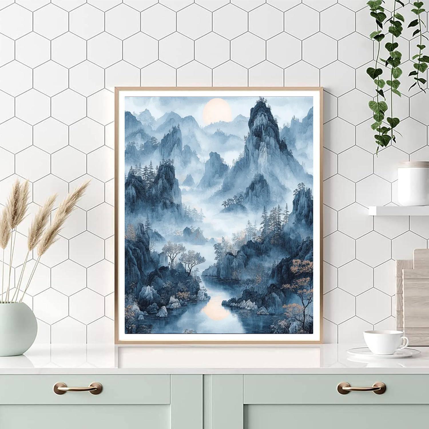 Zhao Mengfu Inspired Vision Of Eternal Mountains  Paint By Color