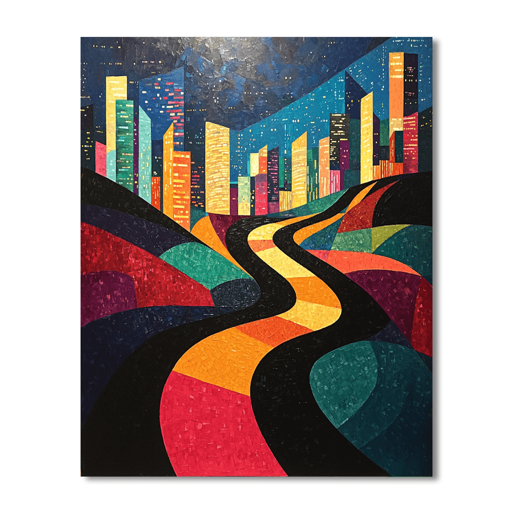 Frank Stella Inspired Prismatic Night  Paint By Numbers Kits