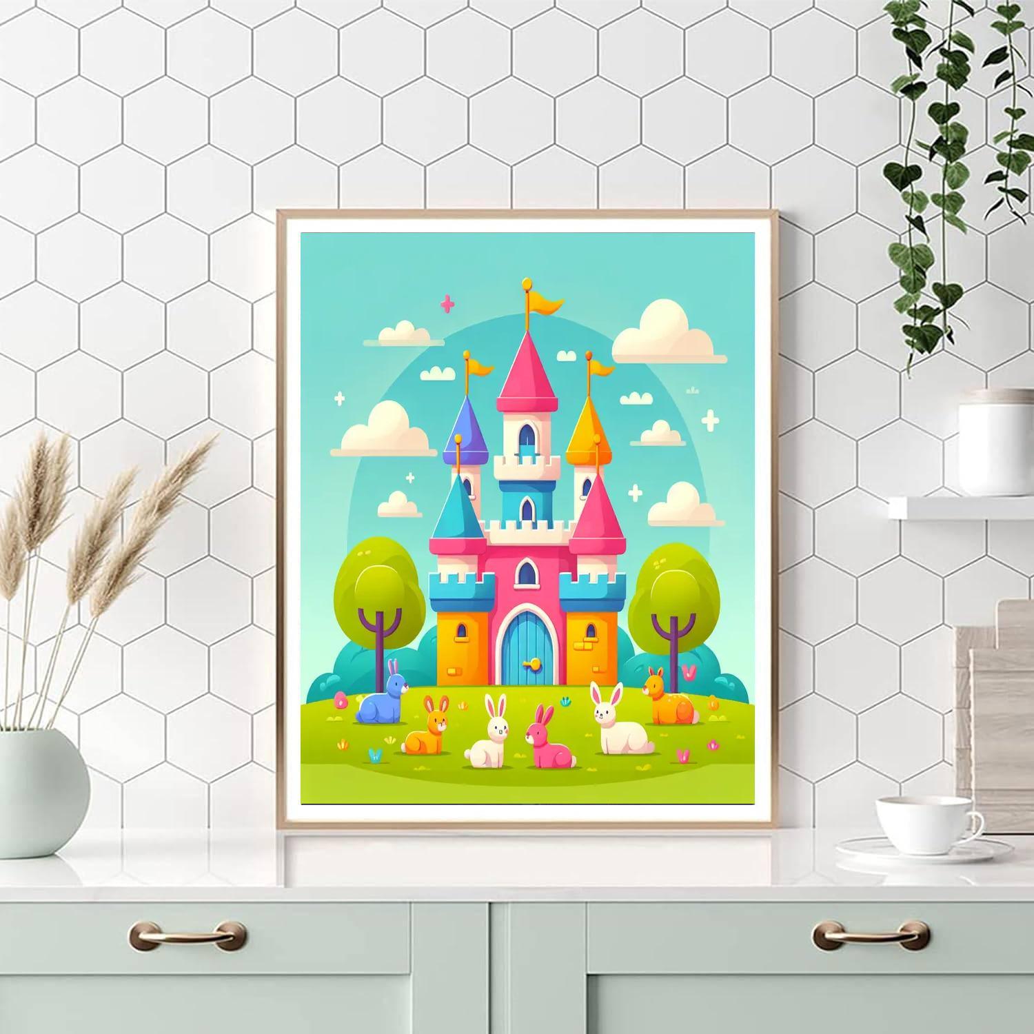 Charming Castle Scene Paint By Numbers Art