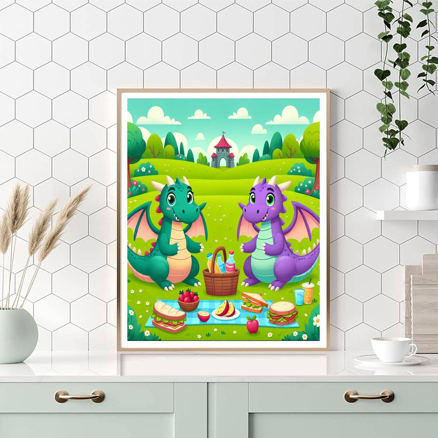 Friendly Dragon Picnic Numbered Painting Kits