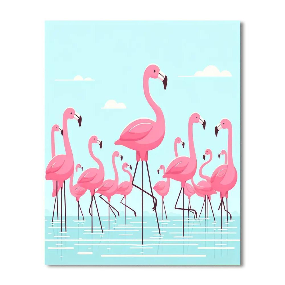 Fluffy Flamingo Frolic Number Painting