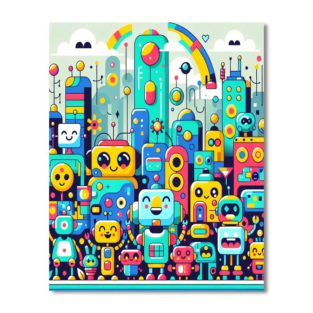 Robot Cityscape Adventure Paint By Numbers