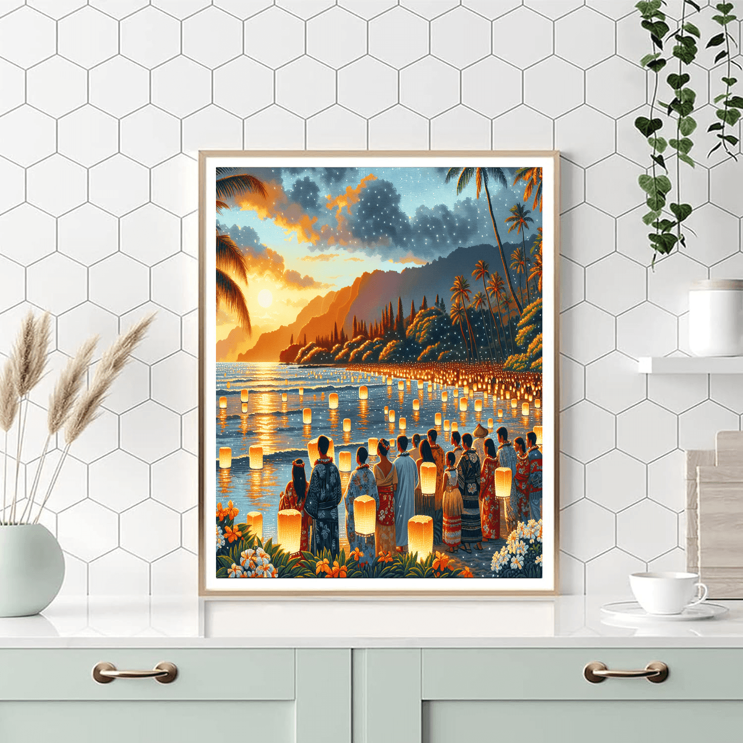 Lantern Floating Hawaii - United States Number Painting