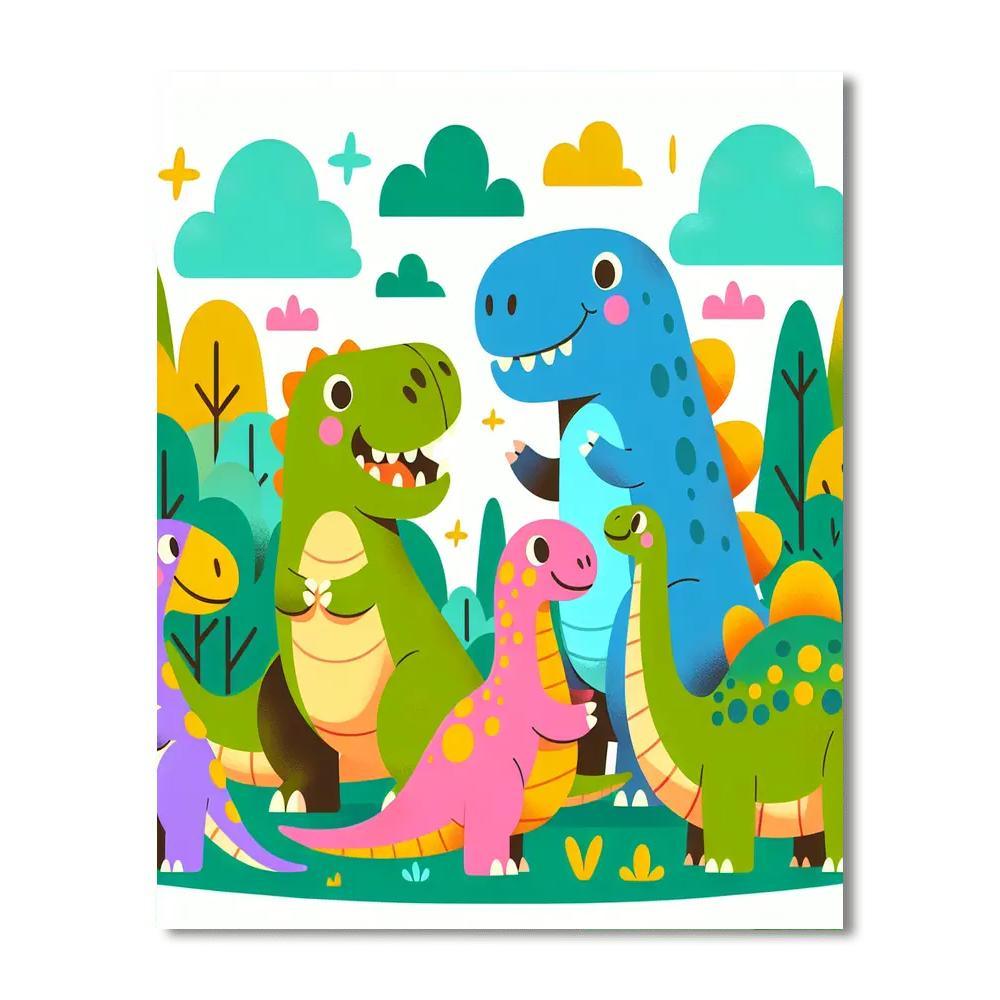 Giggling Dinosaurs DIY Paint By Numbers