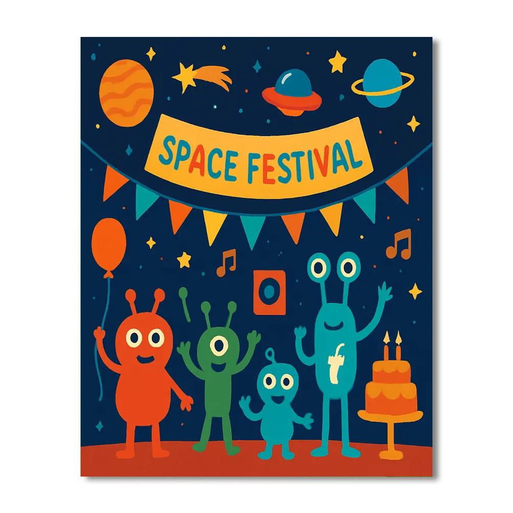 Galactic Space Festival Paint By Numbers Art
