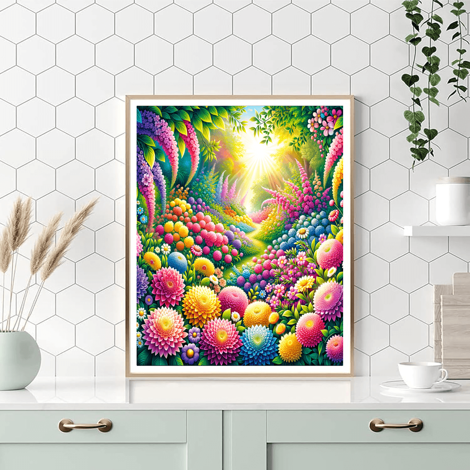 Cheerful Garden Blooms Paint By Number