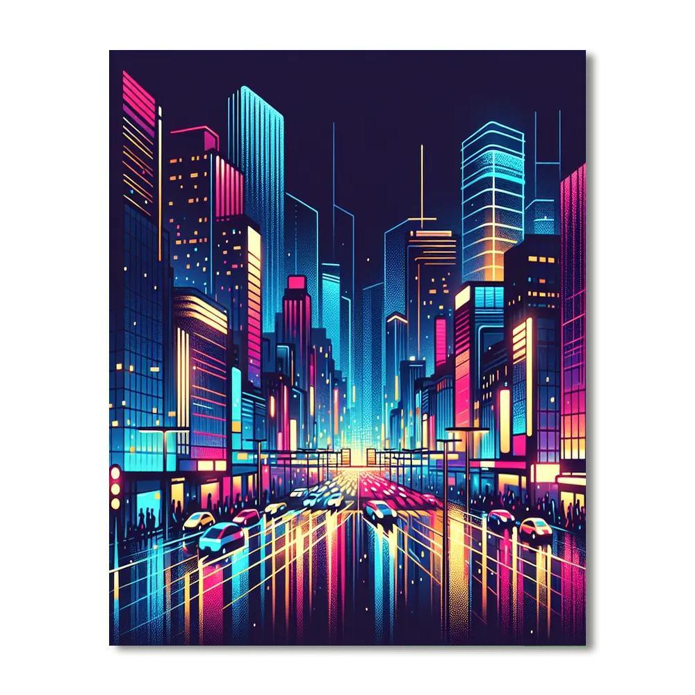 Urban Nightscape Symphony Paint By Numbers Art