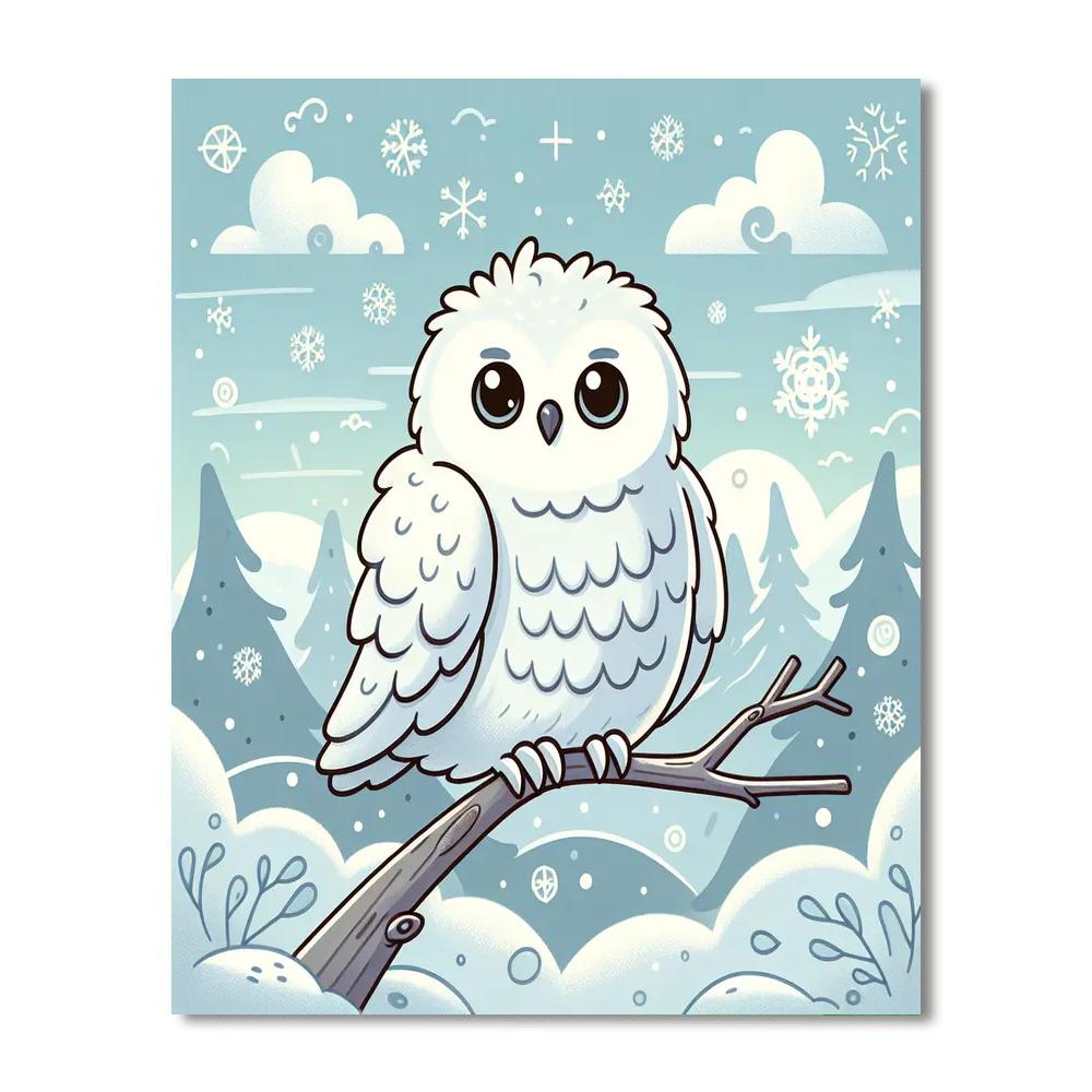 Friendly Snowy Owl Number Painting