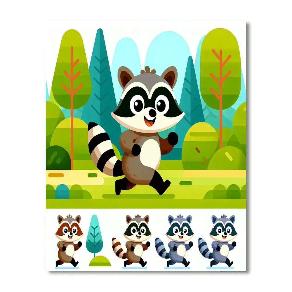 Rainbow Raccoon Parade Painting By Numbers Kit