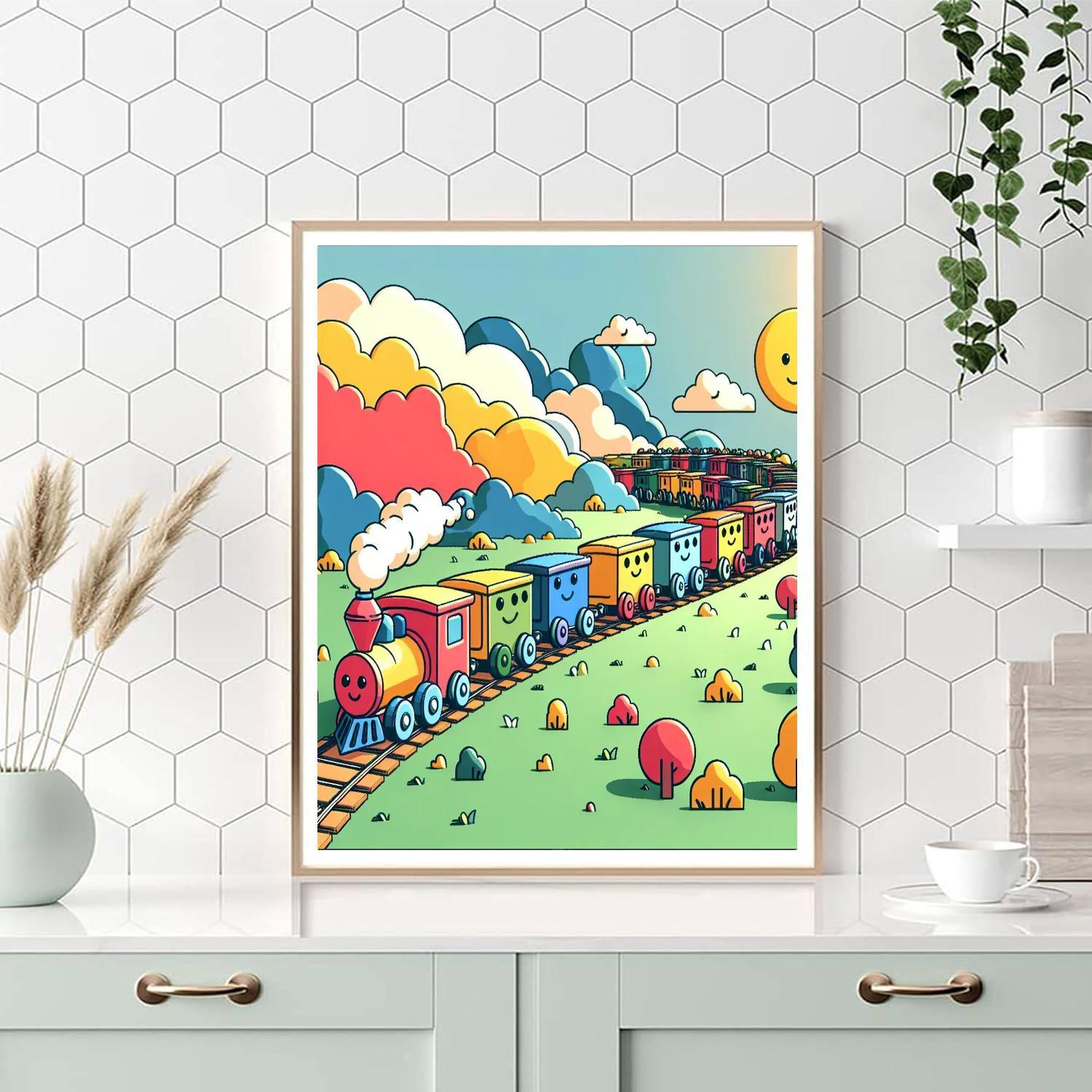 Charming Toy Train Paint By Numbers Art