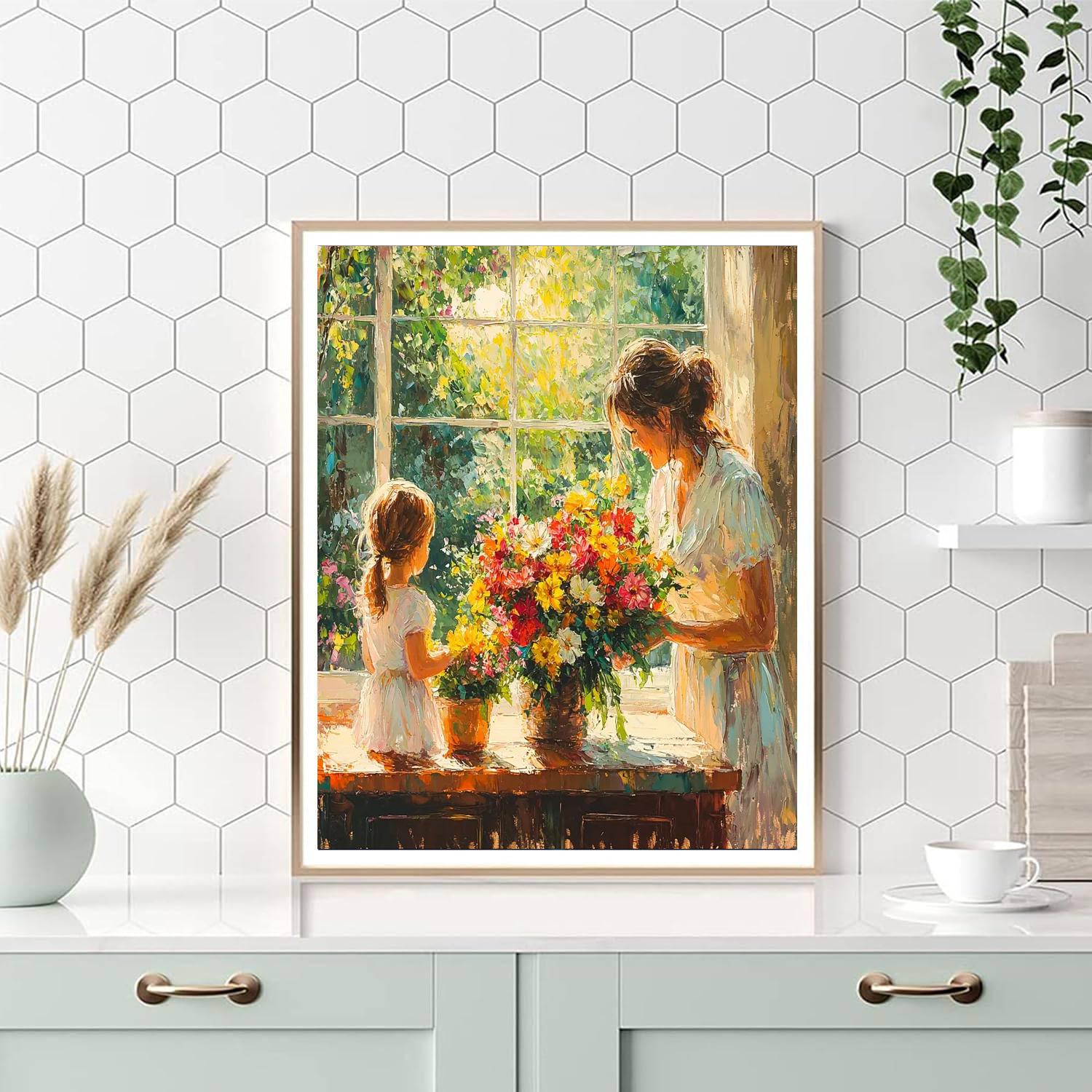 Mothers And Flowers Number Painting