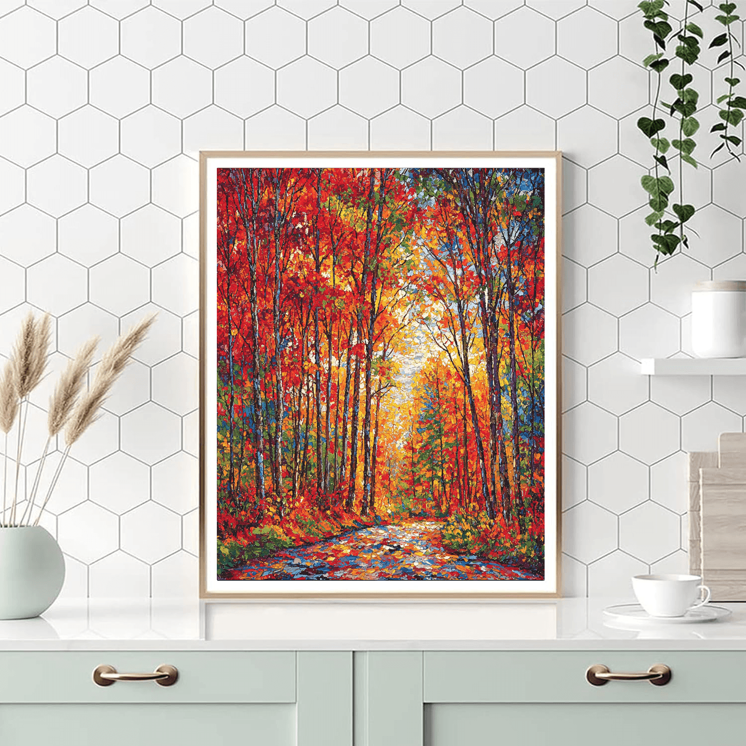 Claude Monet Inspired Vibrant Autumn Woods  Paint By Number