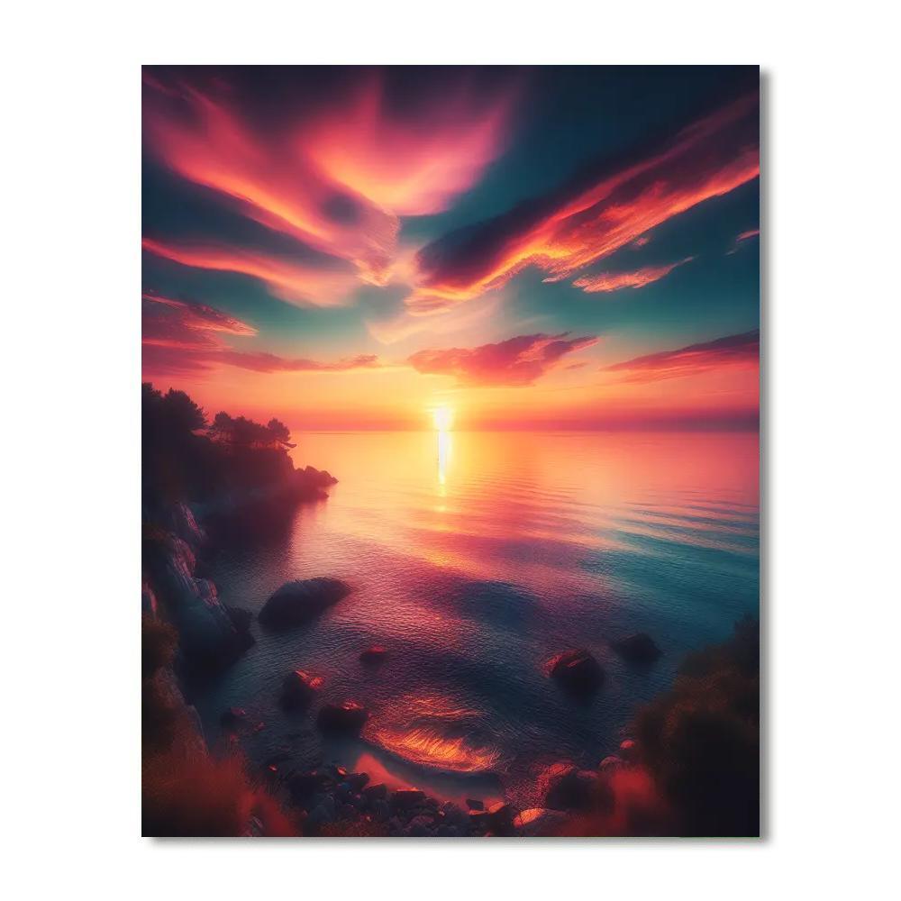 Beautiful Ocean Sunrise Painting Number Kit