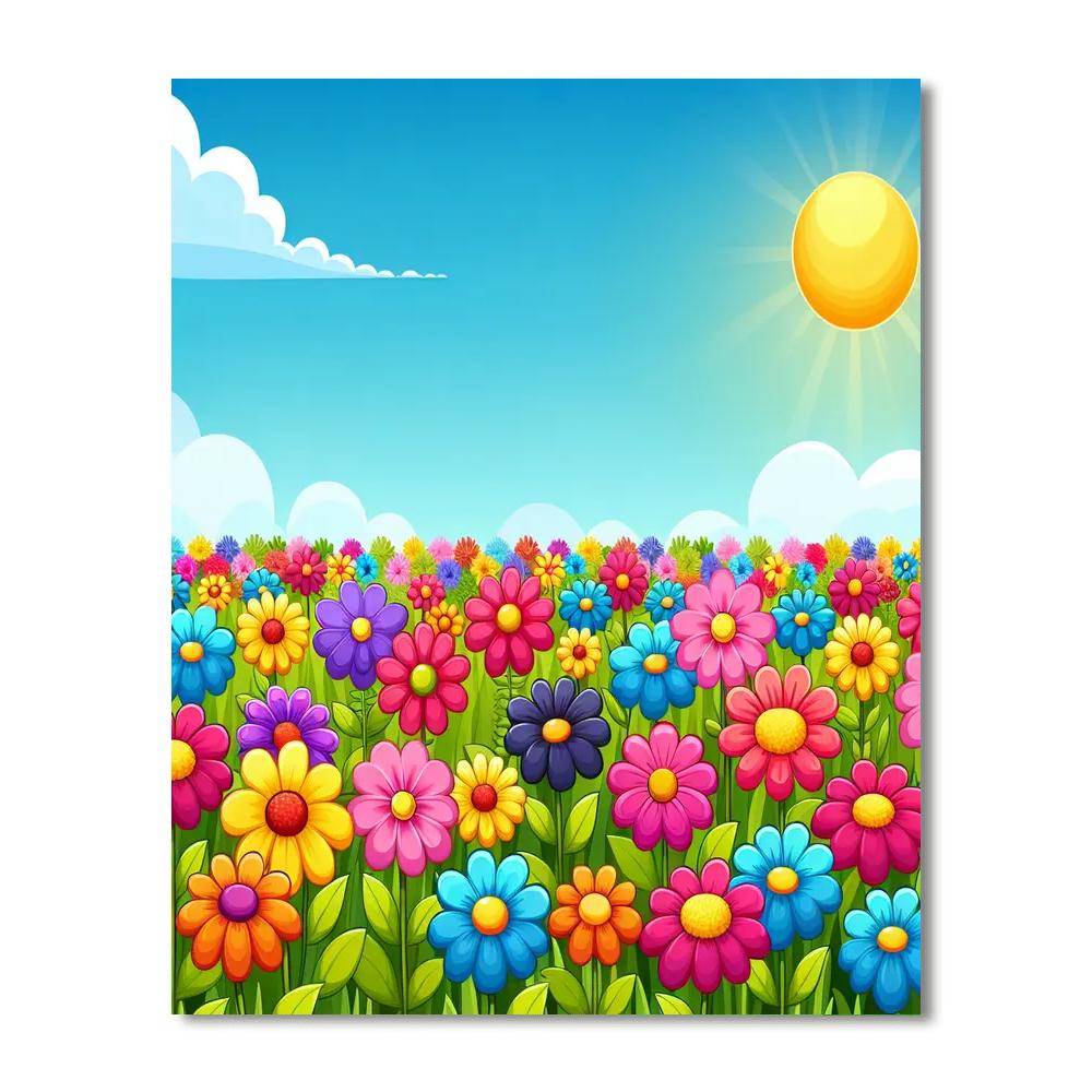 Lovely Flower Field Paint By Numbers Art