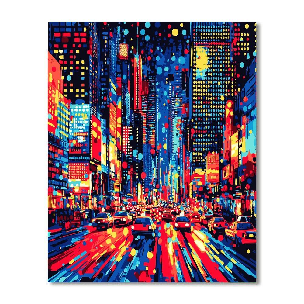 Roy Lichtenstein Inspired Modern City Illumination  Paint By Numbers Kits
