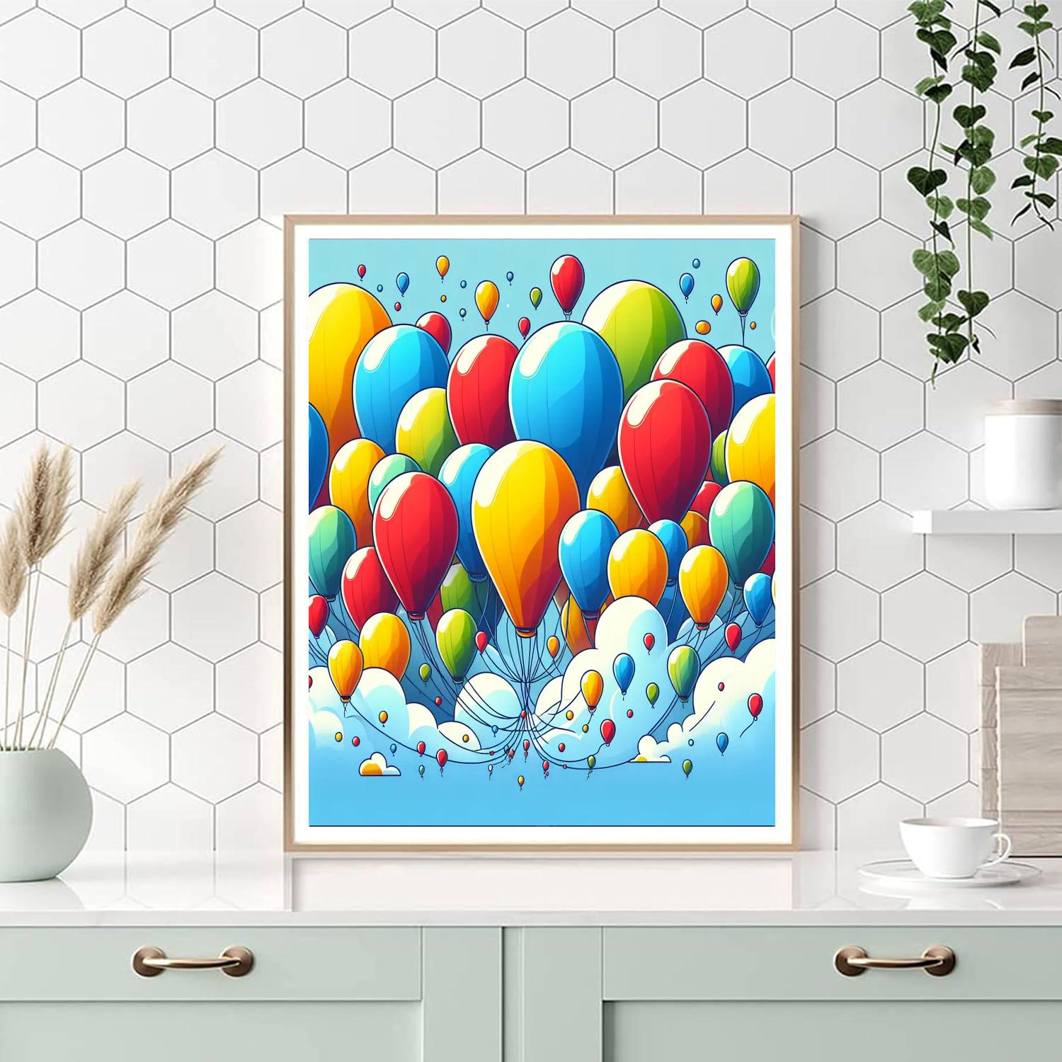 Colorful Balloon Race Paint By Numbers Art