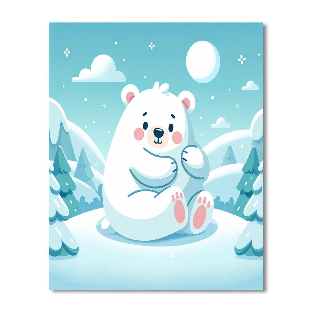 Cozy Polar Bear's Snowy Day Paint By Numbers Kits