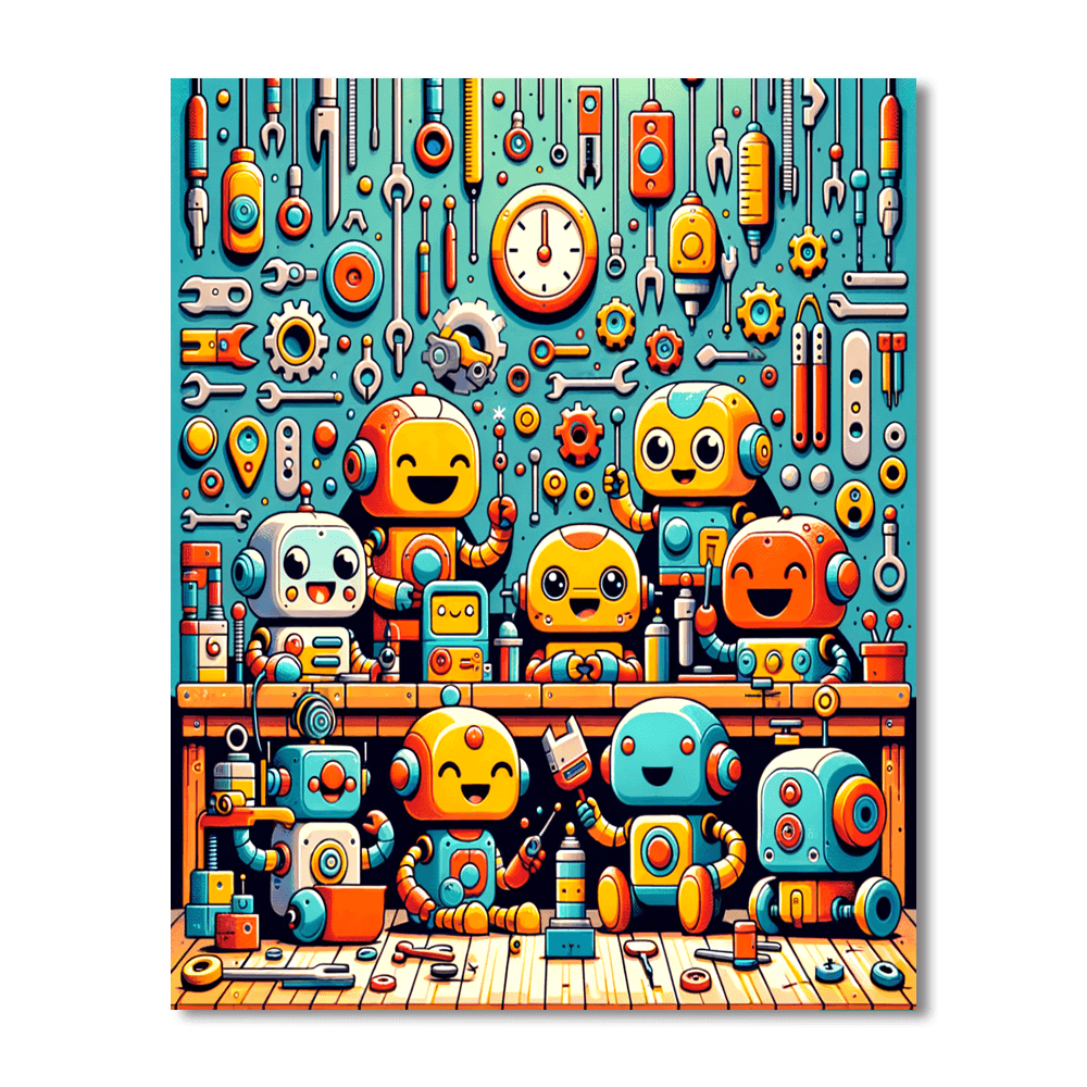 Charming Robot Workshop Number Painting