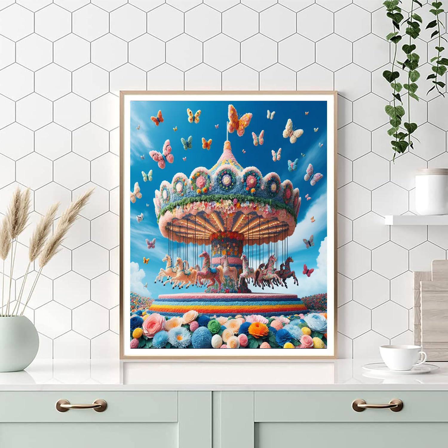 Whimsical Flower Carousel Paint By Numbers Art