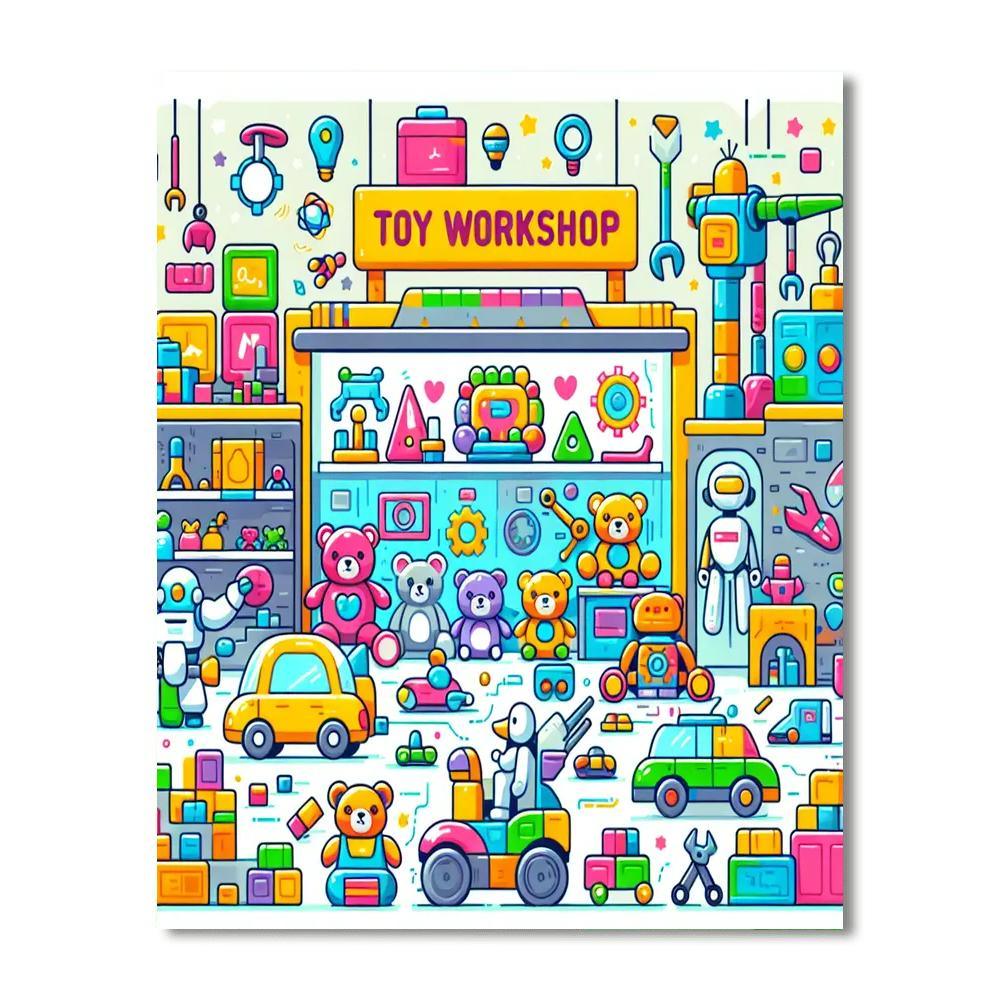 Colorful Toy Workshop Numbered Painting Kits
