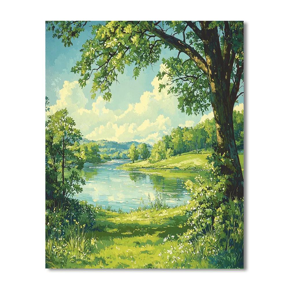Georges Seurat Inspired Emerald Reflections  Numbered Painting Kits