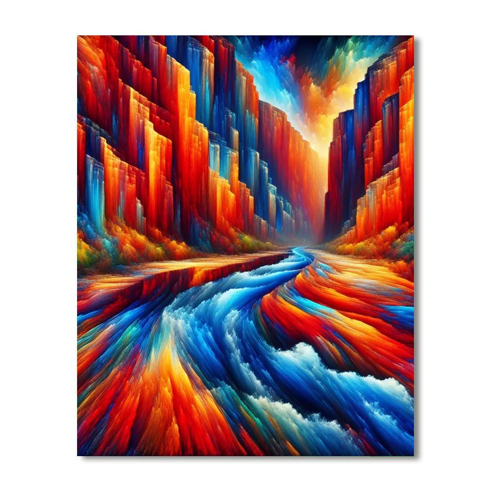 Dynamic Canyon River Flow Painting By Numbers Kit
