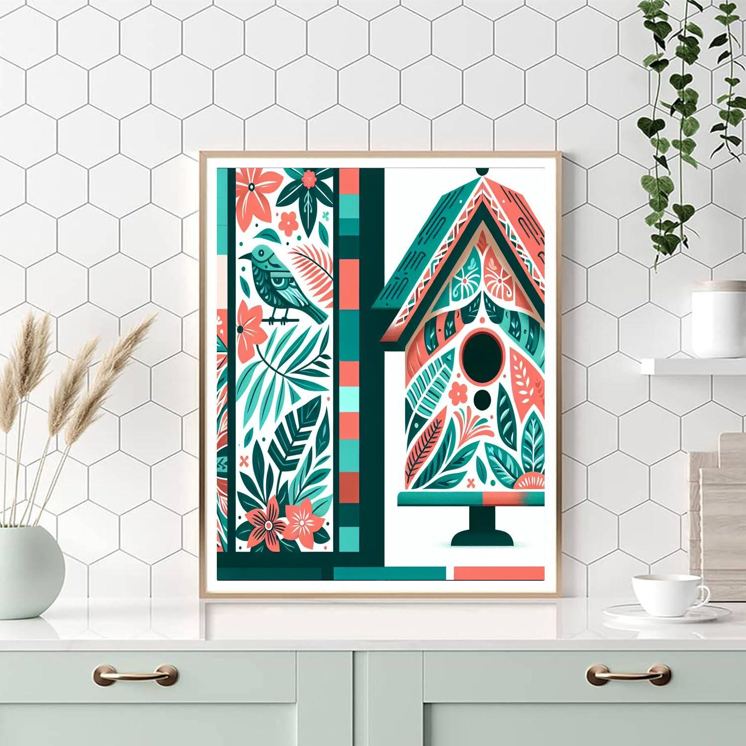 Tropical Harmony Birdhouse Paint By Number