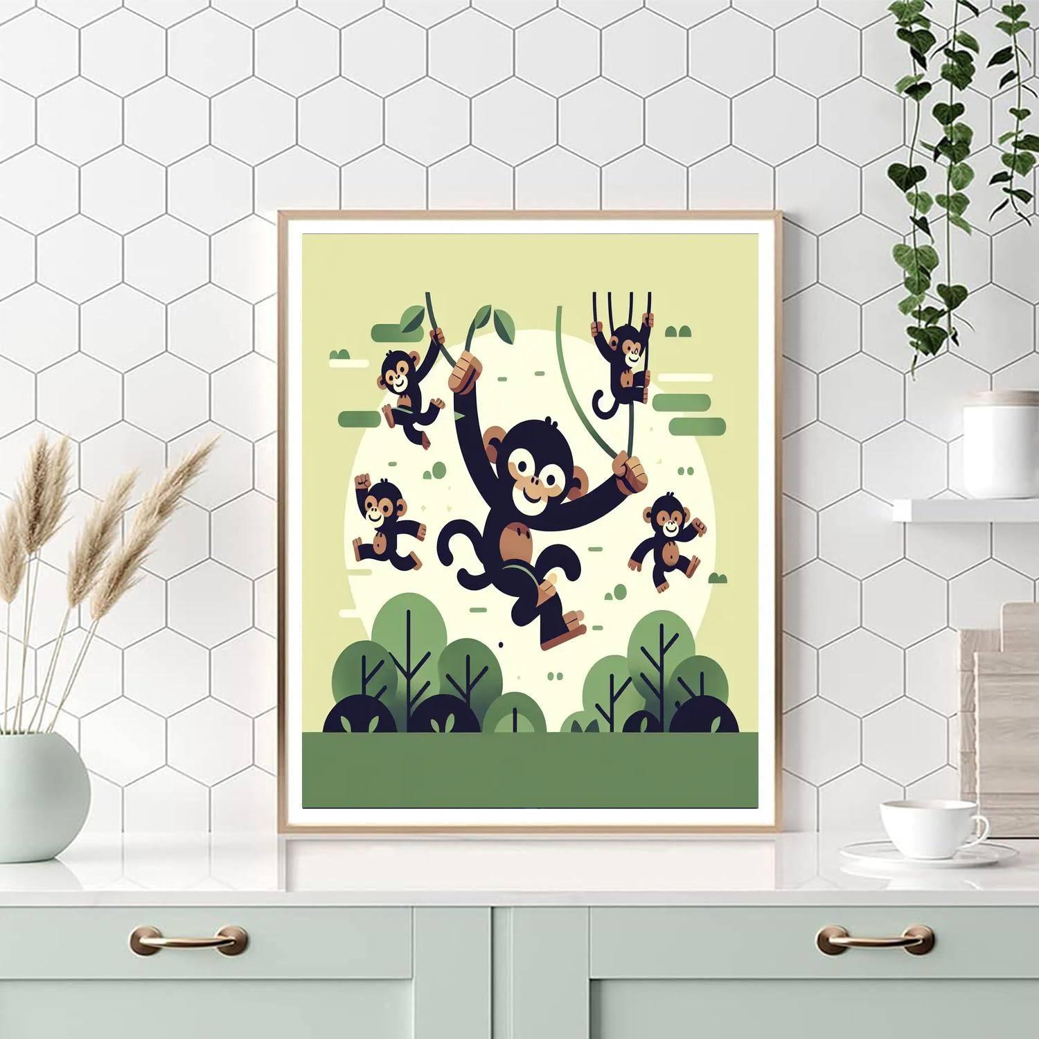 Chirpy Chimpanzee Capers Number Painting