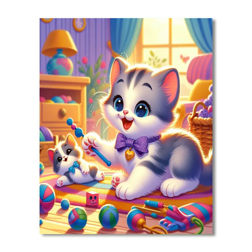 Curious Kitten's Playground Numbered Painting Kits