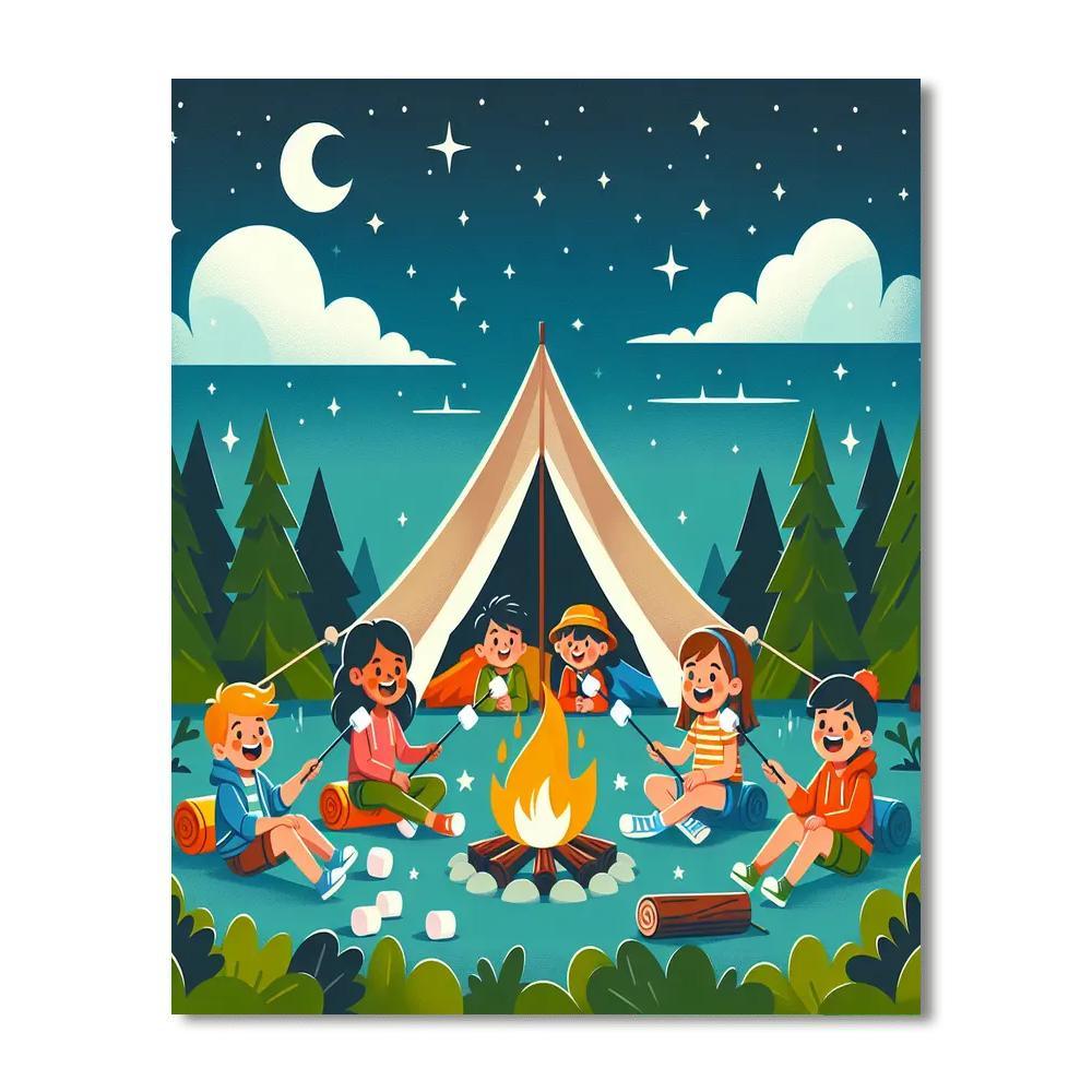 Colorful Camping Adventure Number Painting