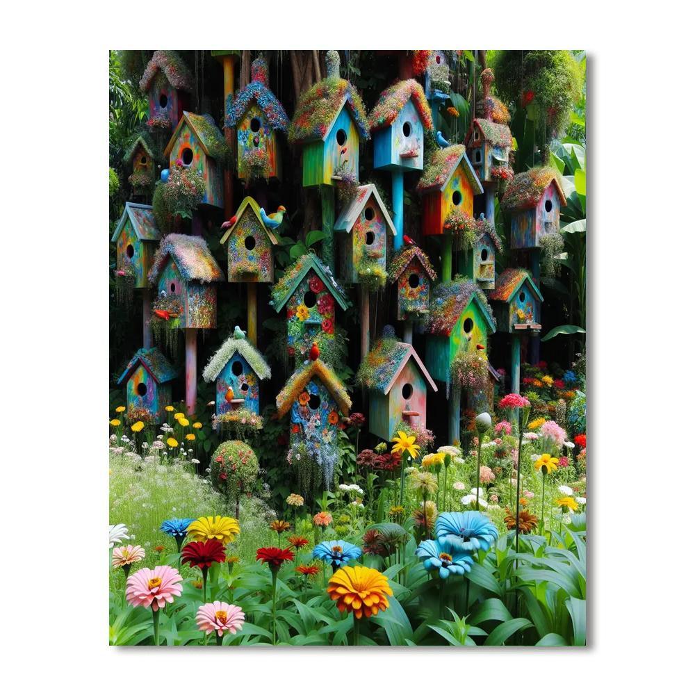 Whimsical Birdhouse Haven Numbered Painting Kits