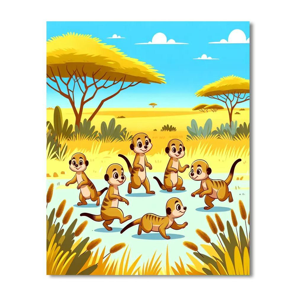 Merry Meerkats Paint By Numbers Art