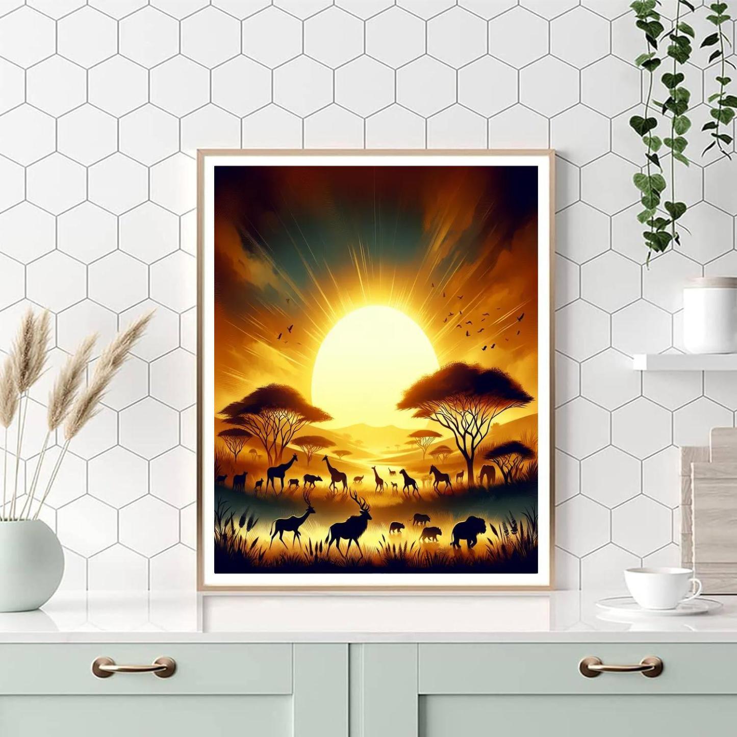 Majestic Savannah Sunrise Paint By Numbers Art