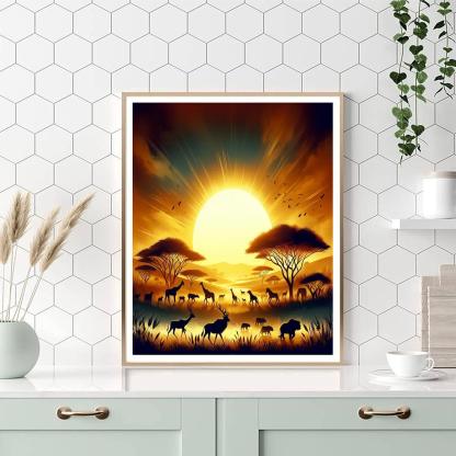 Majestic Savannah Sunrise Paint By Numbers Art