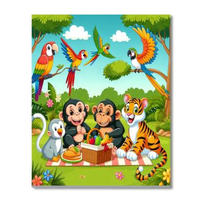 Delightful Jungle Picnic Number Painting
