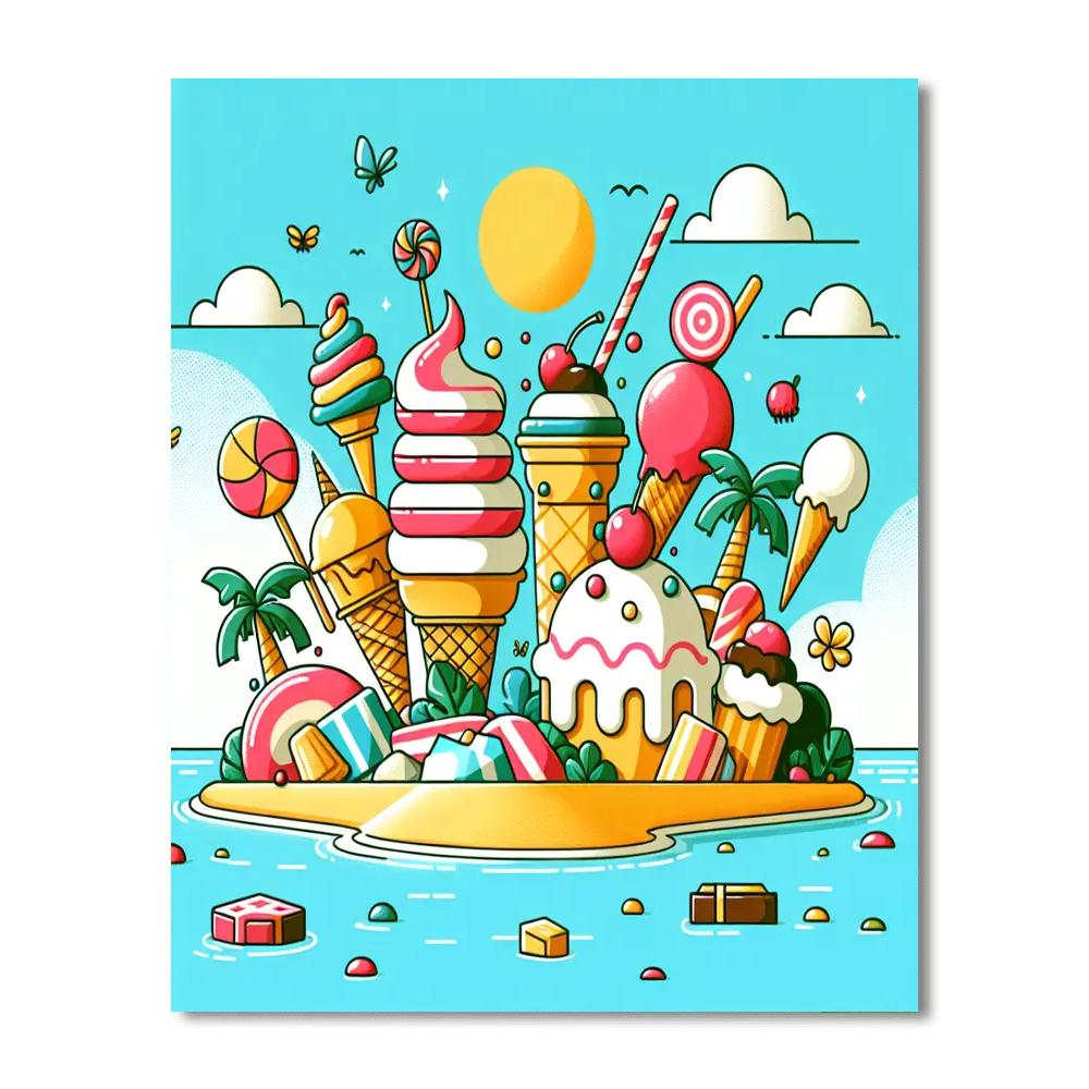 Ice Cream Island Paradise Paint By Numbers Art