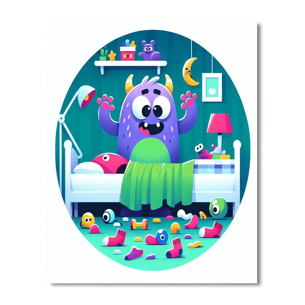 Silly Monster Under The Bed DIY Paint By Numbers