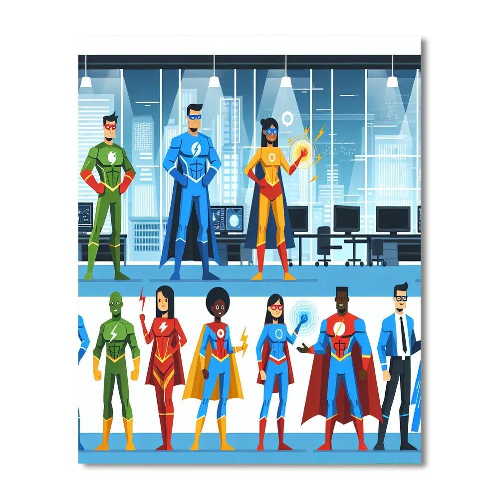 Superhero League Headquarters Painting By Numbers Kit