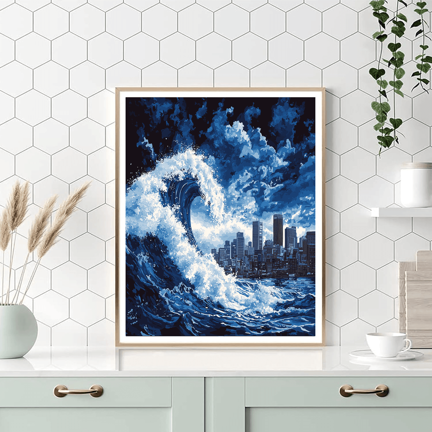 Katsushika Hokusai Inspired The Great Wave Skyline  Paint By Numbers Kits
